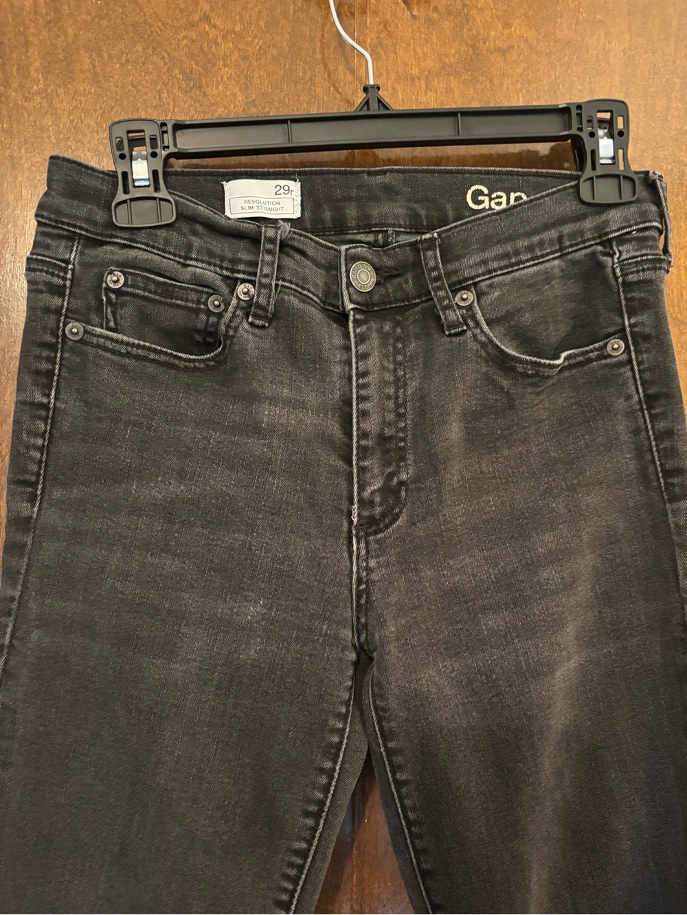 GAP Women's Washed Black Mid-Rise Slim Straight Jeans